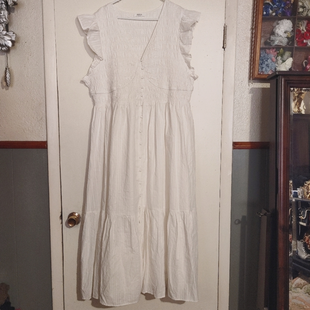 AVARA White Ruffled Cap Sleeve Dress Size XX-Large - Picture 14 of 14